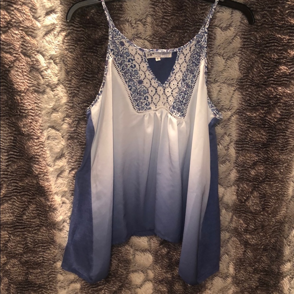 Spaghetti strapped Flowy blouse with laced v-neck